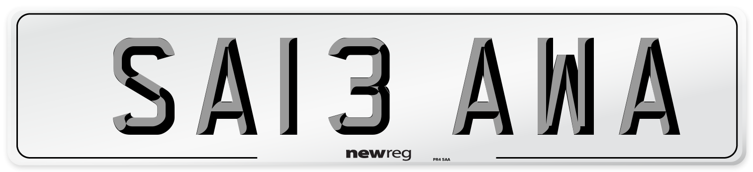 SA13 AWA Number Plate from New Reg
